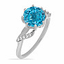 Silver ring with Swiss Blue topaz and zircons Ag 925 015554 SBT