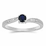 Silver ring with blue sapphire and zircons Ag 925 015992 SAF