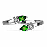 Silver ring with polished chrome diopside and zircons Ag 925 016430 DIO