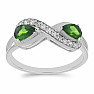 Silver ring with polished chrome diopside and zircons Ag 925 016796 DIO