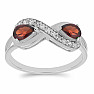 Silver ring with cut garnet and zircons Ag 925 016796 GT