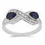 Silver ring with blue sapphire and zircons Ag 925 016796 SAF