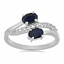 Silver ring with blue sapphire and zircons Ag 925 026069 SAF