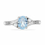 Silver ring with cut aquamarine and zircons Ag 925 026295 AQ