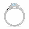 Silver ring with cut aquamarine and zircons Ag 925 026295 AQ