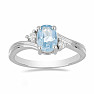 Silver ring with cut aquamarine and zircons Ag 925 026295 AQ