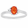 Silver ring with cut orange sapphire and zircons Ag 925 026295 OS