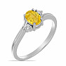 Silver ring with cut yellow sapphire and zircon Ag 925 026295 YS