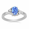 Silver ring with cut tanzanite and zircons Ag 925 026295 TZ