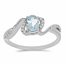 Silver ring with cut aquamarine and zircons Ag 925 030163 AQ