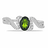 Silver ring with polished chrome diopside and zircons Ag 925 030163 DIO