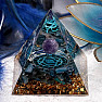 Orgonite pyramid with lapis lazuli and amethyst ball