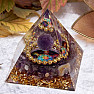 Orgonite pyramid with amethyst and chakra colors