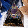 Orgonite pyramid with obsidian and amethyst