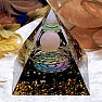 Orgonite pyramid with obsidian and rose quartz