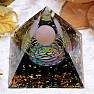 Orgonite pyramid with obsidian and rose quartz