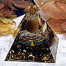 Orgonite pyramid with obsidian and tiger's eye