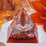 Orgonite pyramid with red jasper with crystal