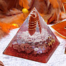 Orgonite pyramid with red jasper with crystal