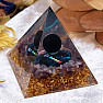 Orgonite pyramid with amethyst and obsidian ball