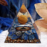 Orgonite pyramid with lapis lazuli and tiger eye ball