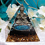 Orgonite pyramid Meditating Buddha with black agate