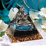 Orgonite pyramid Meditating Buddha with black agate