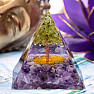 Orgonite Pyramid Olivine Tree of Life in Amethyst