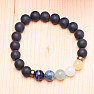 Black satin agate with semi-precious stones men's bracelet RB Design 199