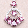 Silver pendant with cut rhodolites and zircons Ag 925 020118 RH