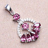 Silver pendant with cut rhodolites and zircons Ag 925 020118 RH