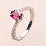 Silver ring with cut rhodolite and zircons Ag 925 017195 RH