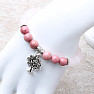 Rhodonite and rose gold bracelet with the tree of life RB Design 46