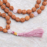 Japa Mala rudraksha necklace with rose quartz