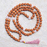 Japa Mala rudraksha necklace with rose quartz