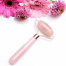 Rose quartz massage roller one-sided rose gold color