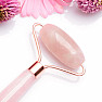 Rose quartz massage roller one-sided rose gold color