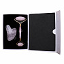 Gift set of massage roller and gua sha heart shape made of rose quartz