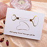 Gift set of massage roller and gua sha heart shape made of rose quartz