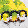 Rose quartz, tiger&#39;s eye and lava stones owl bracelet RB Design 37