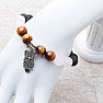 Rose quartz, tiger&#39;s eye and lava stones owl bracelet RB Design 37