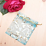 Organza gift bag 10 x 12 cm turquoise with hearts