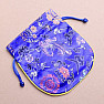 Brocade bag dark blue with purple and gold embroidery 11.5 x 13 cm