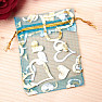 Organza gift bag 7 x 9 cm turquoise with hearts