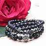 A set of three fashionable men&#39;s bracelets made of agate and hematite