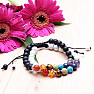 Black and White Chakra Bracelet Set with Shamballa Clasp