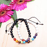 Black and White Chakra Bracelet Set with Shamballa Clasp