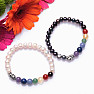 Set of two Buddha head pearl chakra bracelets