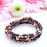 Set of three bracelets made of wooden beads and hematite beads