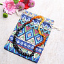 Cloth bag ethnic motif blue-green 13x18 cm